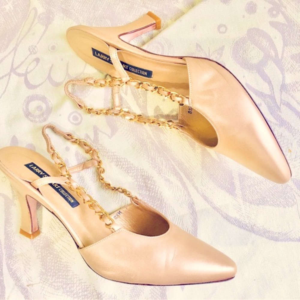 Larry Stuart Collection gold metallic leather slingback heels. Size 8.5.